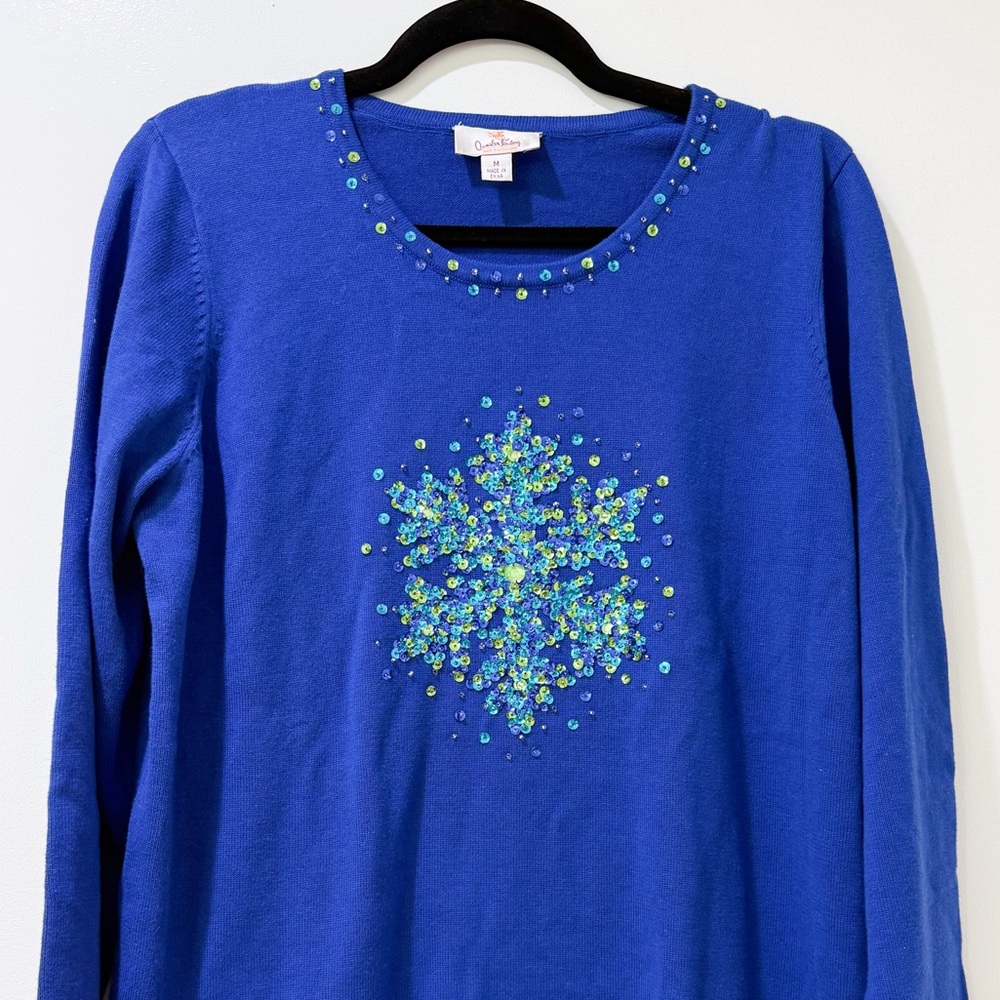90s Y2K Quacker Factory Blue Holidays Sweater
